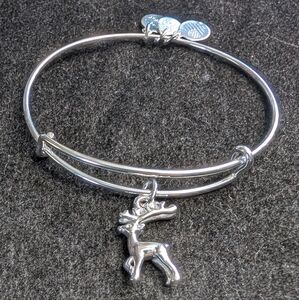 Silver Reindeer Charm Bangle Bracelet